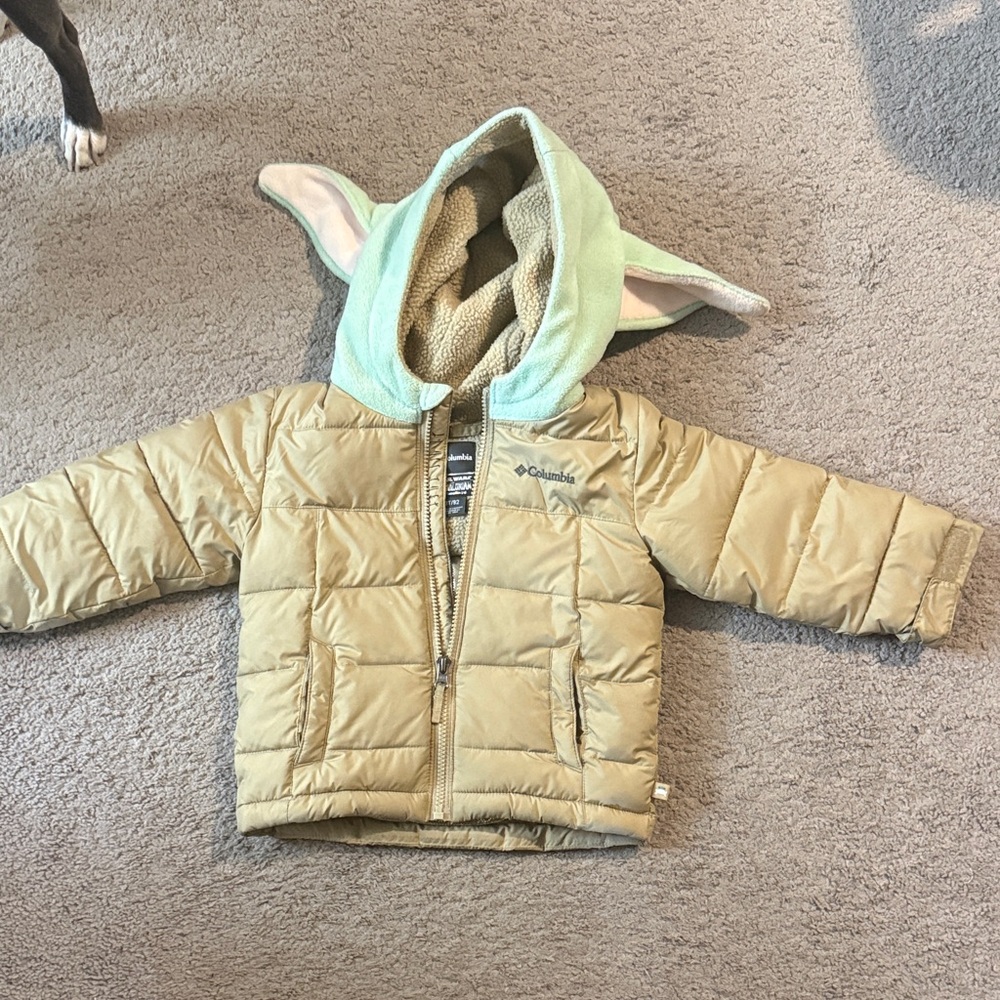 Columbia Beige Puffer Jacket with Mint Hood